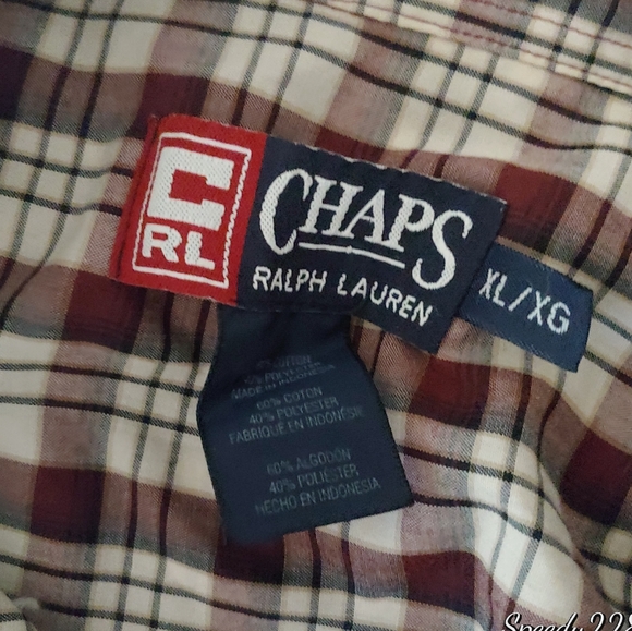 Chaps Ralph Lauren Burgundy long sleeve plaid - Picture 4 of 7